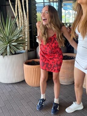 Red Floral Mini Dress